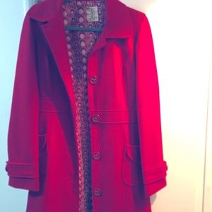 Red Nordstrom trademark tulle fashion peacoat